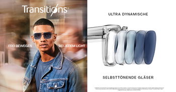 Zu sehen ist ein Mann mit Selbsttönender Brille.